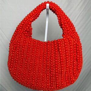 Vibrant Red Beaded Bag